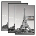 3-Pack 24x36 Poster Frames Black Slide-In Horizontal or Vertical Wall Mounting Scratch-Proof HD Plastic Cover Gallery Wall Photo Frame for Bedroom Living Room Office