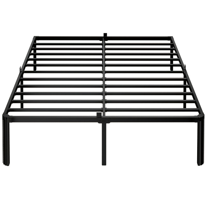 14-Inch Metal Bed Frame Twin Full Queen – Heavy-Duty Iron Frame with Fan-Shaped Legs Mattress Fixers & Under-Bed Storage Space Easy Assembly Black