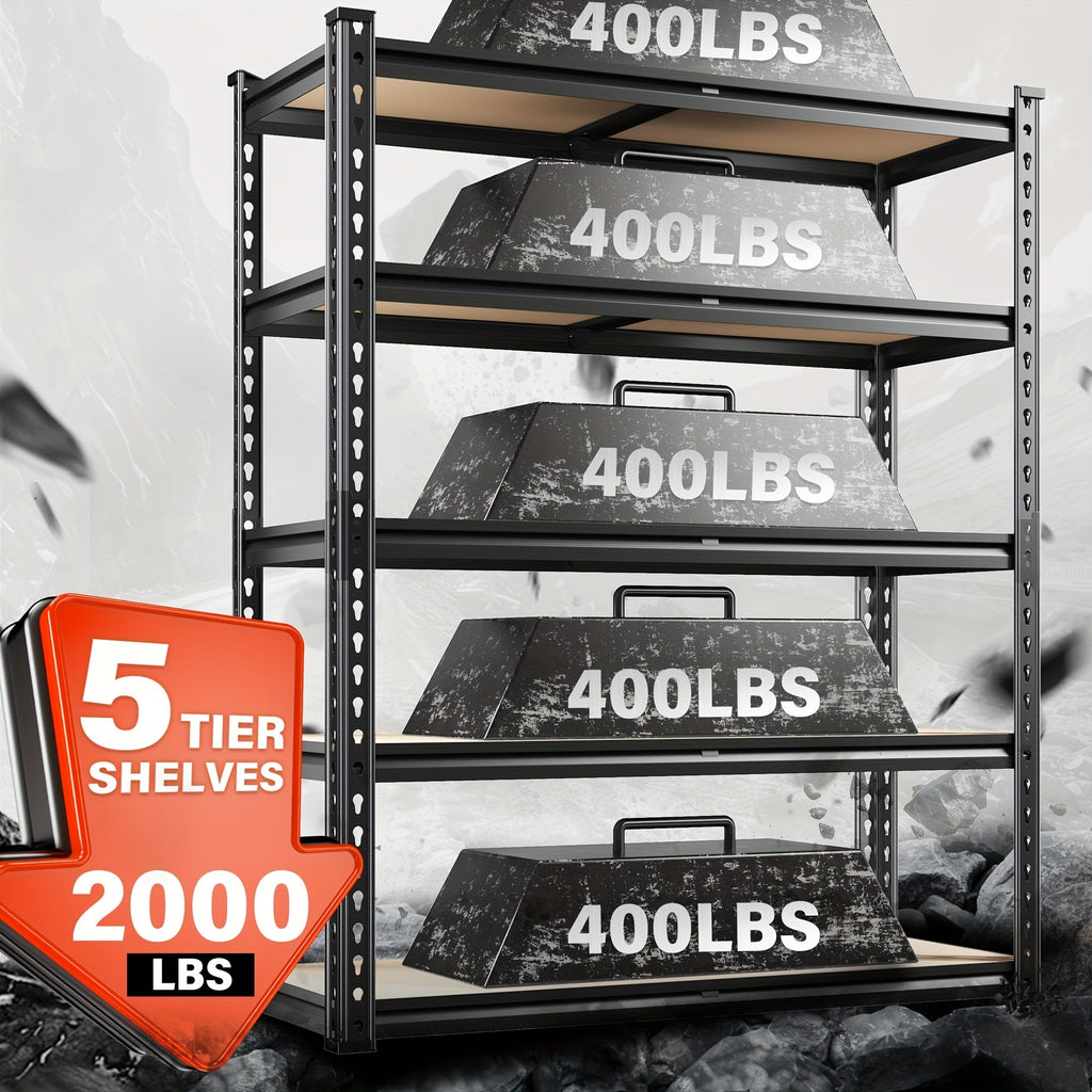 Heavy Duty Storage Shelves 5-Tier 2000LBS Adjustable Metal Shelving Unit for Garage Basement Pantry Closet 72H x 35.5W x 11.8D Inch