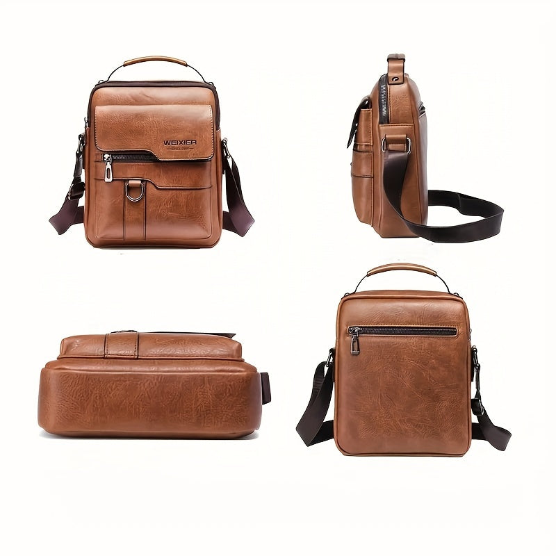 Vintage Shoulder Bag Crossbody Messenger Bag Vertical Business Casual Commuter Versatile for Work Travel Daily Use Black Horizontal Style