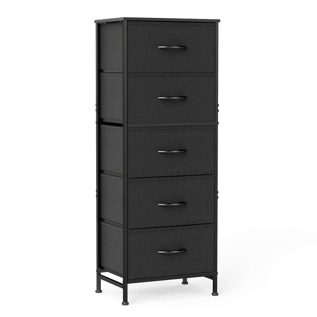 5-Drawer Storage Cabinet Heavy Duty Steel Frame Wood Top Rack Freestanding Organizer for Home Office Bedroom Basement 4 Colors Available Easy Assembly