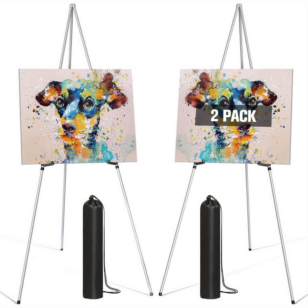 63 Inch Portable Tripod Easel Stand Foldable with Carrying Bag – Adjustable Metal Floor Easel for Wedding Signs Posters Art Painting Trade Shows and Events – Holds Up to 10 lbs