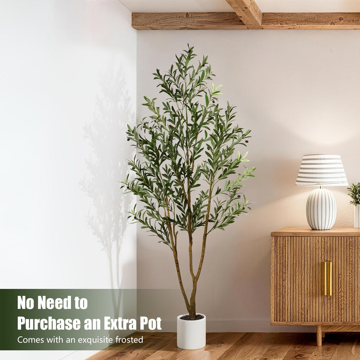 Artificial Olive Tree in Pot 5/6/7 FT – Tall Faux Olive Topiary Plant with Realistic Branches & Fruits for Living Room Home Office Indoor Decor