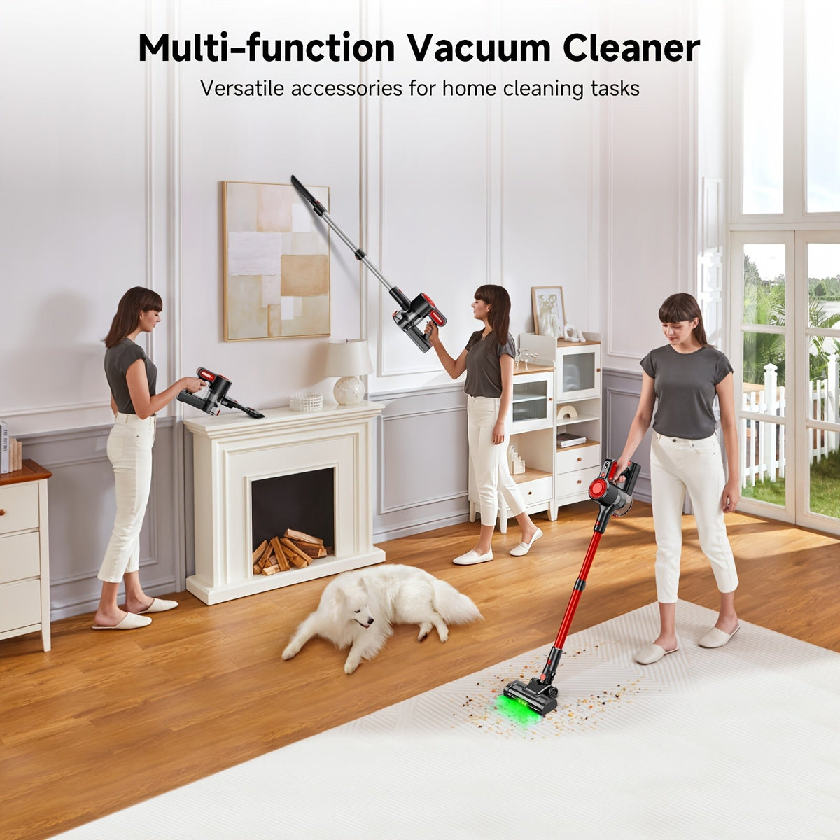 Cordless Stick Vacuum Cleaner – 62 kPa Suction, 40 Min Runtime, Detachable Battery, LED Floor Brush, Variable Speed, Lightweight Handheld, Pet Hair, Carpet & Hard Floors, 5 Colors – Nova Mart