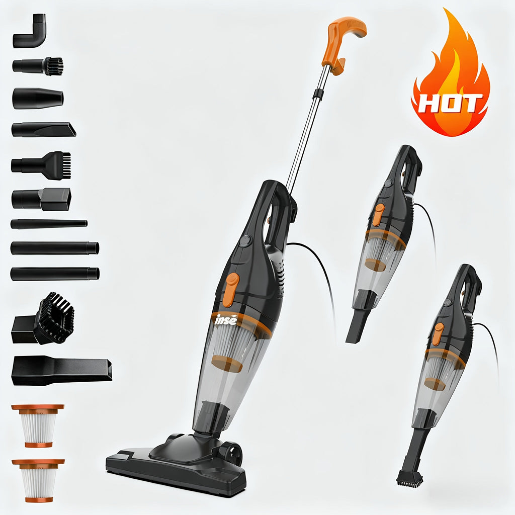 INSE R3S Corded Stick Vacuum Cleaner 400W & 16kPa Suction - HEPA Filtration, 9 Accessories, 3.75lb Ultra-Lightweight, 20ft Cord, for Pet Hair Hard Floor Carpet - 4 Colors