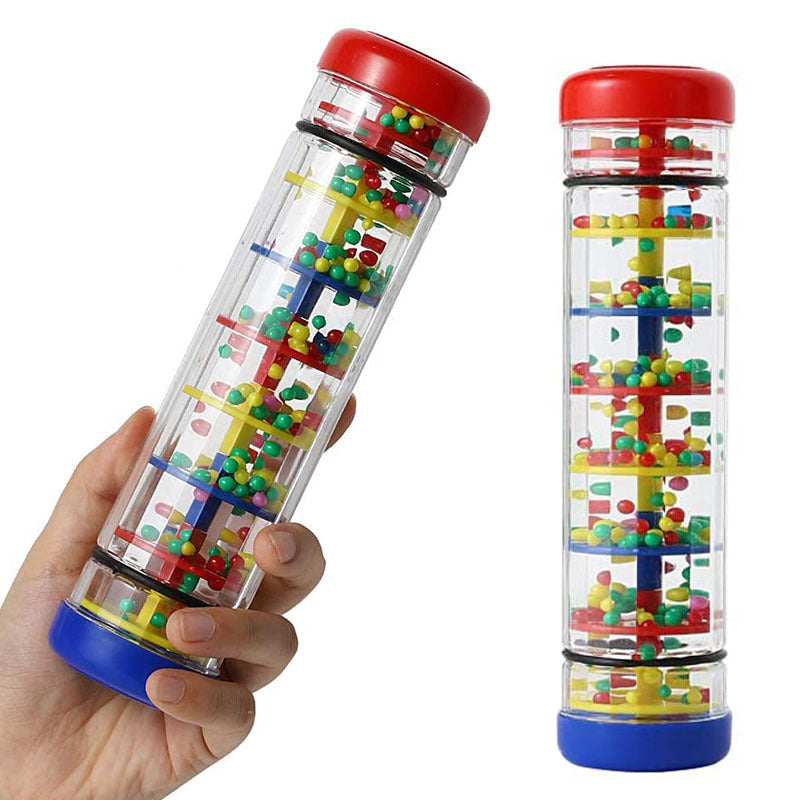 Colorful Rainmaker Musical Toy for Babies 40cm Translucent Shaker Vibrant Beads Rain Sound Educational Sensory Instrument Color Recognition Coordination Development Gift Ages 0+ ABS Safe
