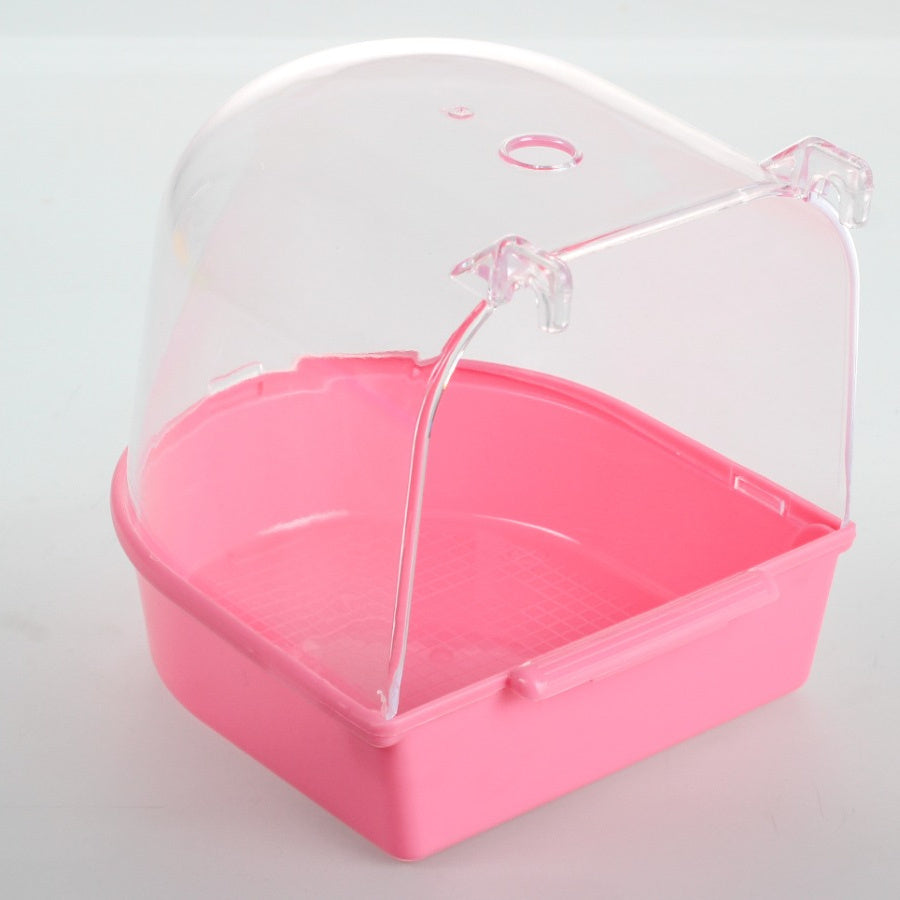 Clear Bird Bath for Cage with Hanging Design - Parrot Bathtub Shower Box for Parakeets, Cockatiels & Small Birds, Removable Transparent Pet Bird Bathing Bowl, Bird Cage Accessories & Grooming Supply
