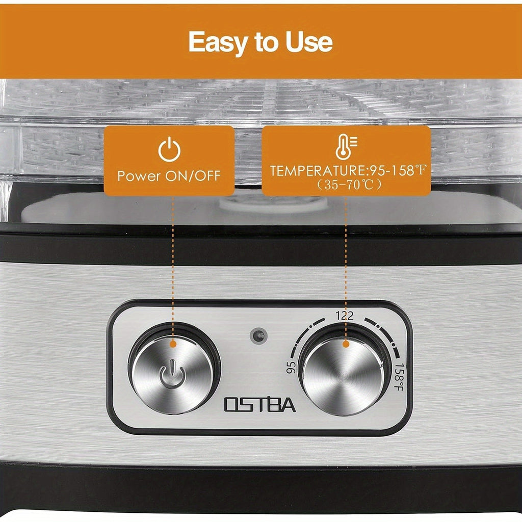 OSTBA Food Dehydrator 240W Temperature Control 5 or 8 BPA-Free Dishwasher Safe Trays for Jerky Fruits Herbs Vegetables with Recipe Book Electric Food Dryer Machine