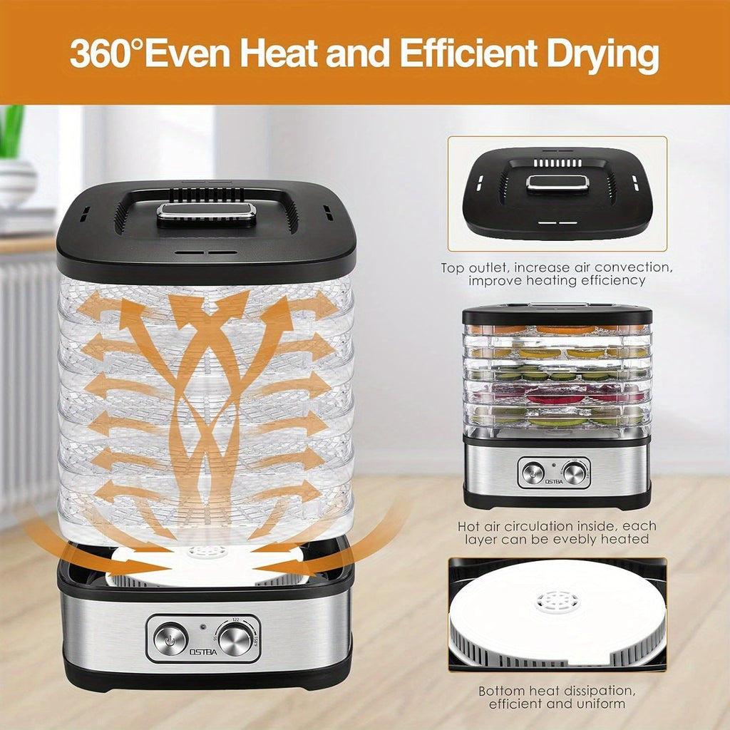 OSTBA Food Dehydrator 240W Temperature Control 5 or 8 BPA-Free Dishwasher Safe Trays for Jerky Fruits Herbs Vegetables with Recipe Book Electric Food Dryer Machine