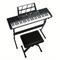 61-Key Beginner Keyboard Piano Starter Kit with Stand Bench Microphone Music Rest Built-in Speakers 200 Timbres 200 Rhythms LED Display for Kids Adults