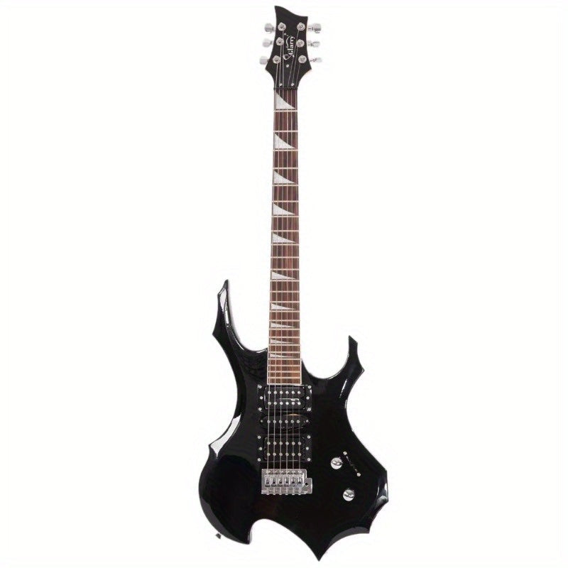 Beginner Electric Guitar Burning Fire Style, HSH Pickup 24-Fret Basswood Body Maple Neck Rosewood Fingerboard, Full Starter Kit with Bag Strap Pick Whammy Bar Cable & Tools, Right-Handed 6-String