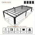 14-Inch Heavy-Duty Metal Bed Frame 3500 LBS Black Fan-Shaped Legs 4 Mattress Limiters No Box Spring No Noise Large Under-Bed Storage – Twin Full Queen King