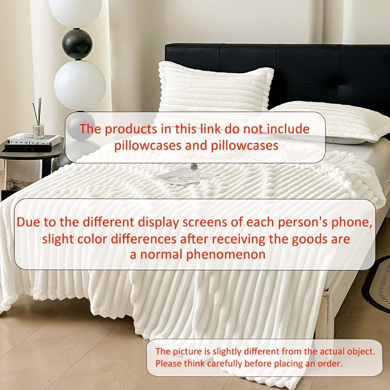 Ribbed Coral Fleece Blanket Ultra-Soft Solid Color All-Season Machine Washable for Bedroom Sofa Couch Camping Dorm Hotel Dark Gray White Light Gray Brown Green Multiple Sizes