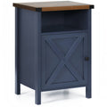 Farmhouse Nightstand with Barn Door and Shelf 23.7x15.8 Inch Rustic Modern Bedside End Table Narrow Entryway Table for Bedroom Living Room Navy Blue Grey White Oak Black 1 or 2 Pack