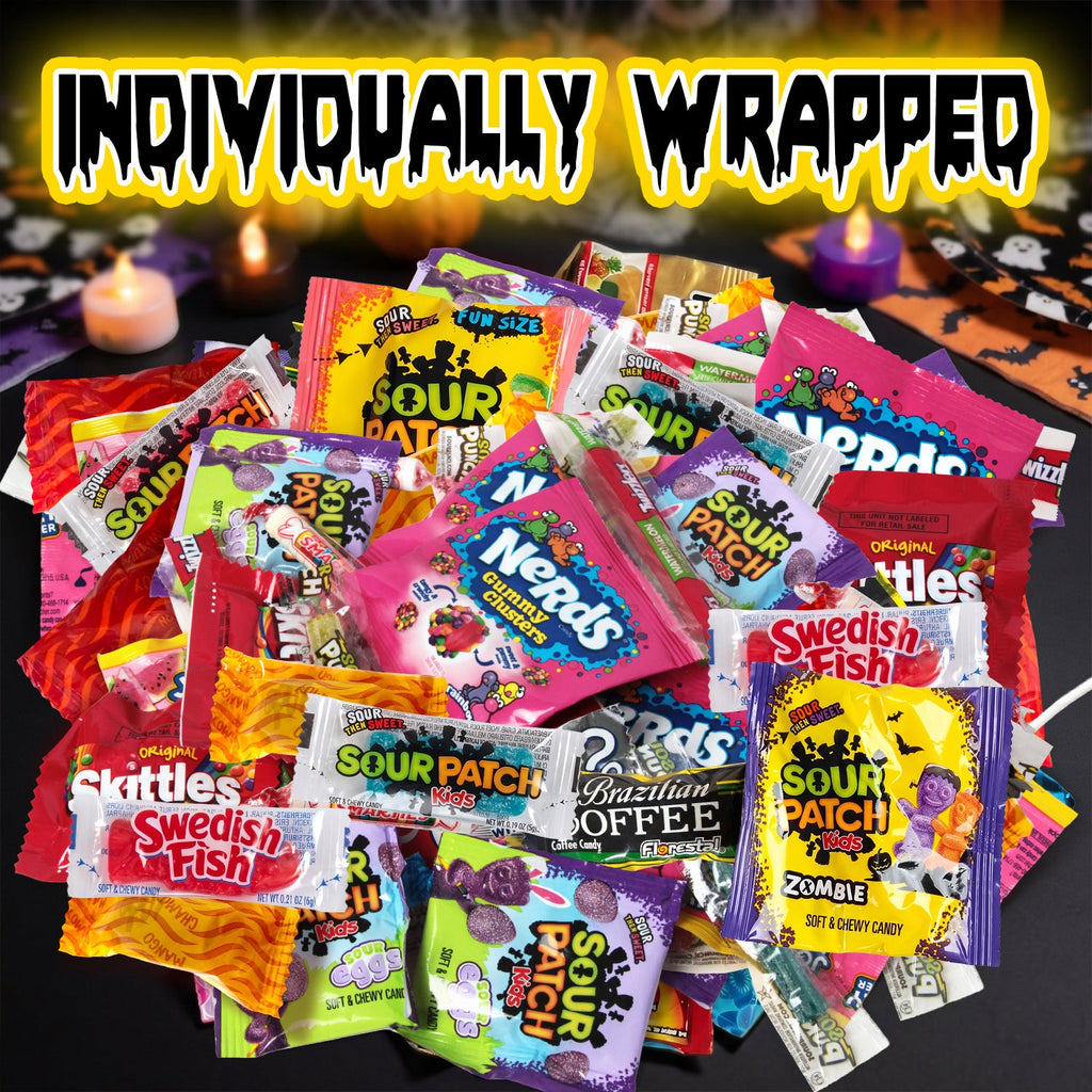 Halloween Candy Bulk Mix - 5 lb Individually Wrapped Assorted Sour, Gummy & Hard Candy for Trick-or-Treating, Goodie Bags, Trunk or Treat & Classroom Parties