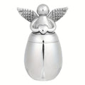 Small Keepsake Urn for Human Ashes – Mini Stainless Steel Angel Memorial Cremation Ash Jar, Sharing Urn for Loved Ones, Silver Finish