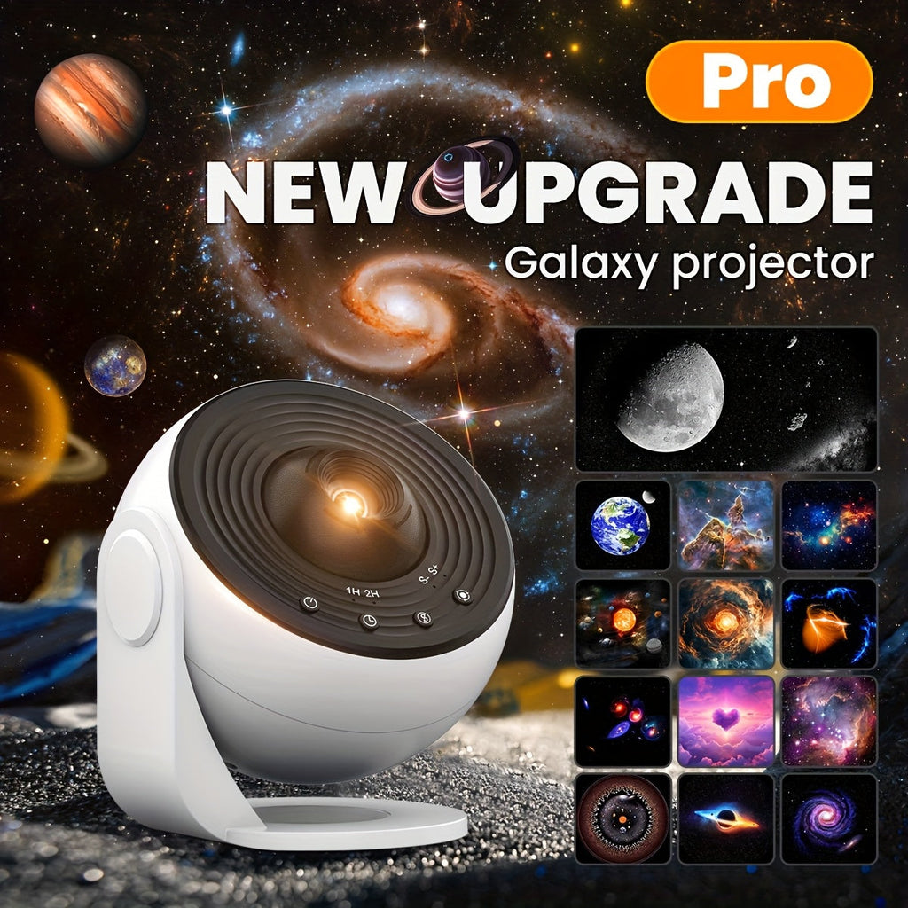 4K HD Earth Globe Galaxy Projector Lamp 13 Film Cards Pro Version Table Lamp for Bedroom Living Room Home Decor Gift White Black