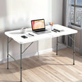 Portable Folding Table - 4FT, 6FT & 30"×20" - Heavy Duty Plastic Fold-in-Half, Adjustable Height, Carrying Handle & Locking Legs - Indoor & Outdoor, Camping, Party & Picnic - White & Black