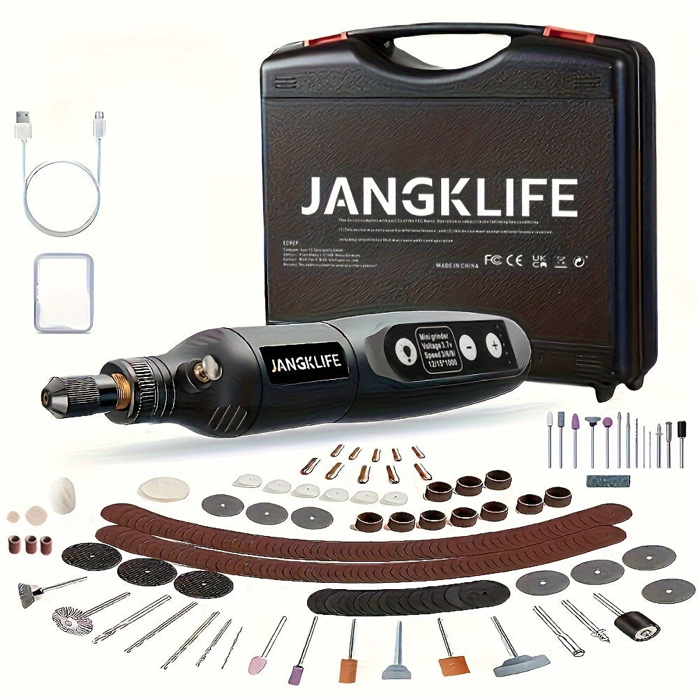 115-Piece Cordless Rotary Tool Kit 5 Speed USB Rechargeable Engraving Carving Pen for Wood Metal Sanding Polishing Etching DIY Handcraft Gift Black
