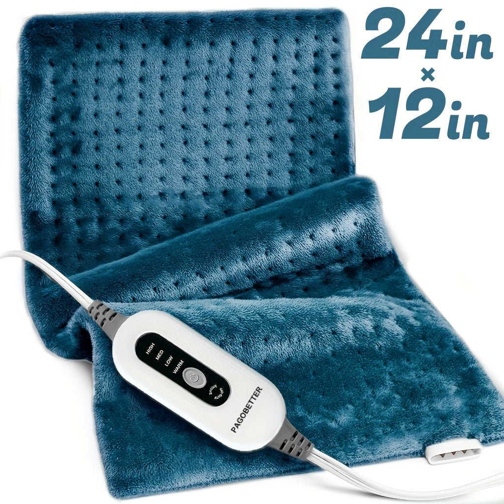 Electric Heating Pad for Back Pain Relief 12x24in – 130W Fast Heat to 150°F, 2X Thicker Plush Flannel, 4 Heat Settings, Auto Shut-Off, Machine Washable, Dry & Moist Heat Therapy for Neck Shoulders Abdomen Legs, Gift for Women Men Mom Dad