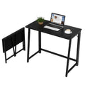 31.5 In Foldable Desk Compact Computer Table Metal Frame Gaming & Writing Workstation for Small Home Office – Black Wood Rust