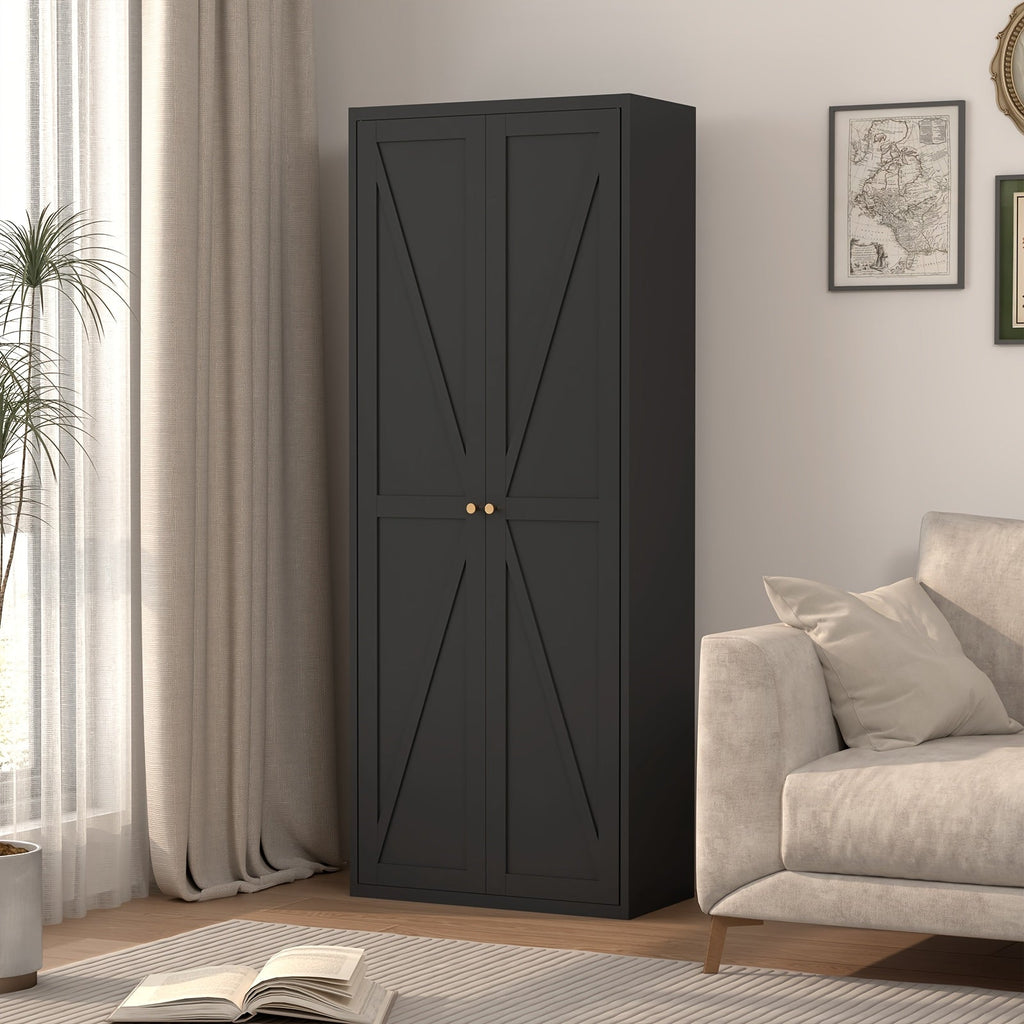Tall Metal Kitchen Pantry Cabinet 47 71 Inch Freestanding Storage Cabinet 4 Adjustable Shelves 180LB per Shelf Magnetic Doors Gold Handles for Kitchen Living Room Bedroom Office Black White
