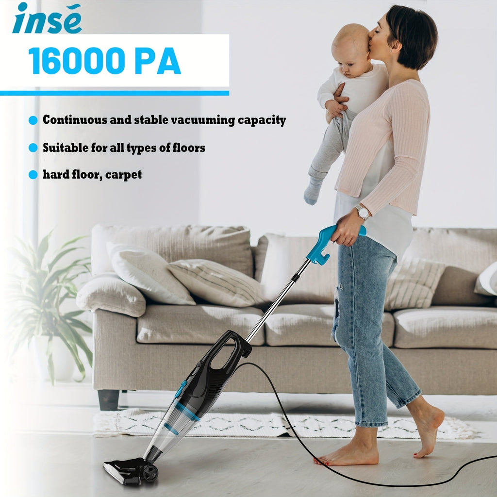 INSE R3S Corded Stick Vacuum Cleaner 400W & 16kPa Suction - HEPA Filtration, 9 Accessories, 3.75lb Ultra-Lightweight, 20ft Cord, for Pet Hair Hard Floor Carpet - 4 Colors