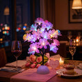 Pink Fiber Optic Tree Light Colorful Glowing Desktop Night Light Battery Powered Artificial Flower Tree for Bedroom Living Room Christmas Home Decor Multicolor