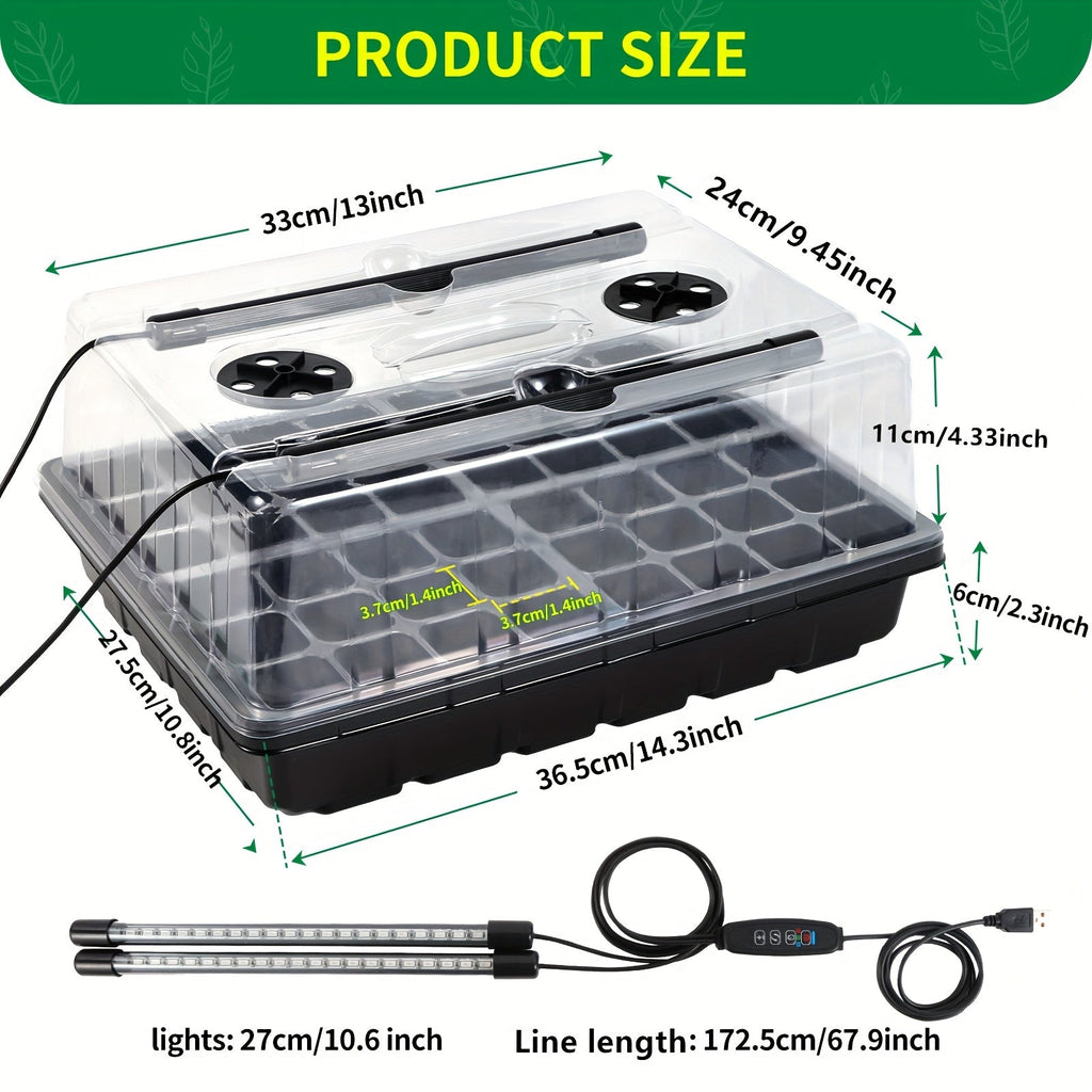 96-Cell Self-Watering Seed Starter Tray with Grow Light & Humidity Dome - Indoor Seedling Kit, 10-Level Brightness, Timer for Plant Germination & Seeds Growing