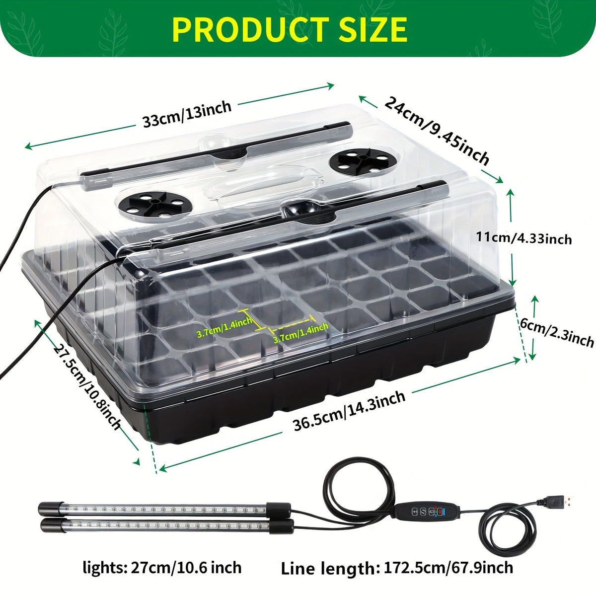 96-Cell Self-Watering Seed Starter Tray with Grow Light & Humidity Dome - Indoor Seedling Kit, 10-Level Brightness, Timer for Plant Germination & Seeds Growing