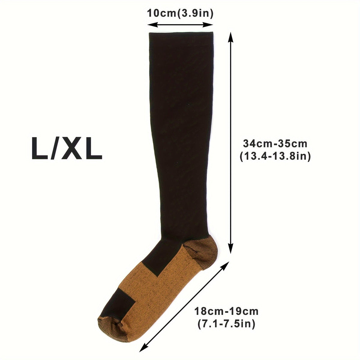 Copper Compression Socks 10 Pairs for Women & Men – Knee High Circulation Support Socks for Running Cycling Climbing Athletic Daily Wear S M L XL XXL Black Skin
