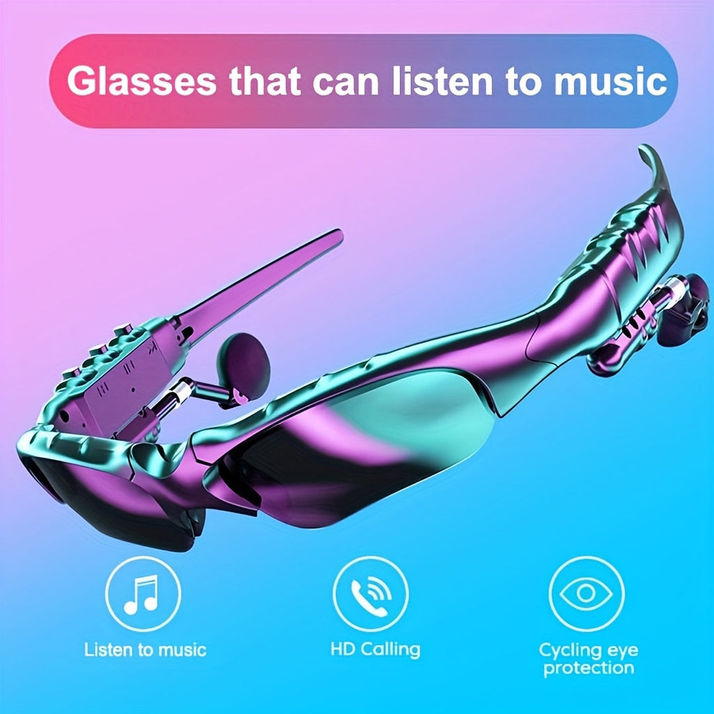Bluetooth 5.4 Smart Audio Glasses Wireless Headset – Hands-Free Calls & Music, Built-In Condenser Mic, Volume Control, USB Charging, 80mAh Battery, Open Ear Wearable Tech Eyewear for Men & Women