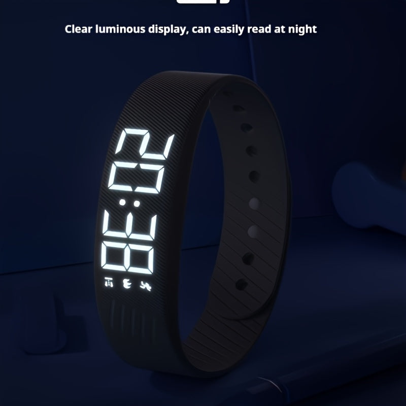 Minimalist Unisex Digital Watch - Alarm, Pedometer, Stopwatch & Luminous Display, Fashionable Sports Wristwatch for Students - Black, White, Pink & Blue