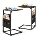 C-Shaped End Table - Slides Under Sofa, 50LBS Capacity, Desktop Storage - Optional Charging Station & Storage Bag - 1pc & 2pc Sets - Sofa Side, Living Room & Bedroom - Brown, Grey, Black, White & Wood