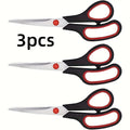 3-Pack Stainless Steel Multi-Purpose Scissors Comfortable Rubber Grip Right and Left Hand for Home Office Kitchen Craft DIY Projects