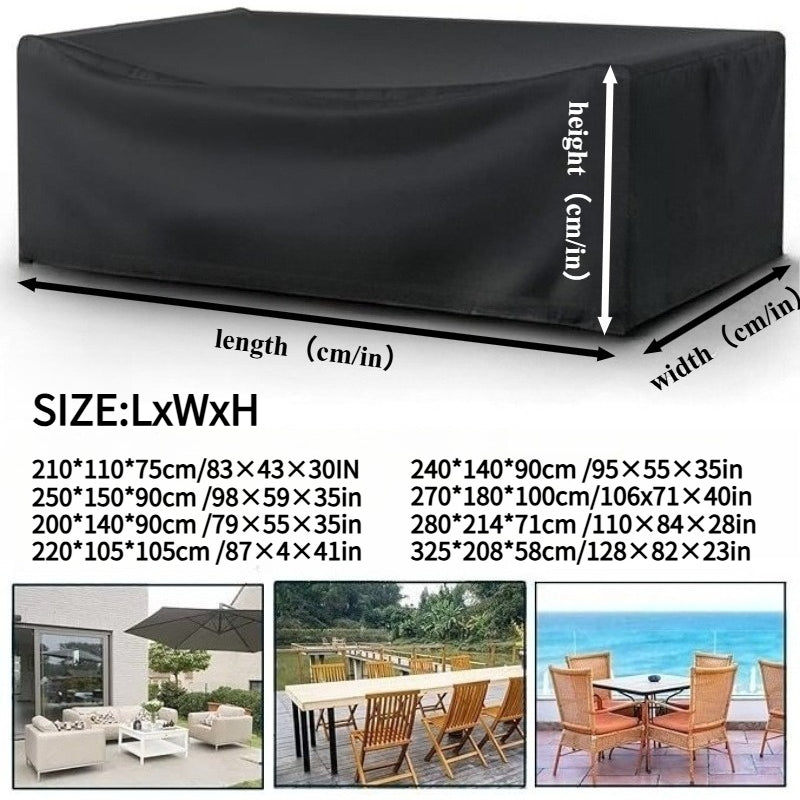 Heavy Duty Patio Furniture Covers Waterproof Outdoor Garden Terrace Furniture Cover Elegant Black 3 Sizes for Sofa Sectional Table Chair Sets