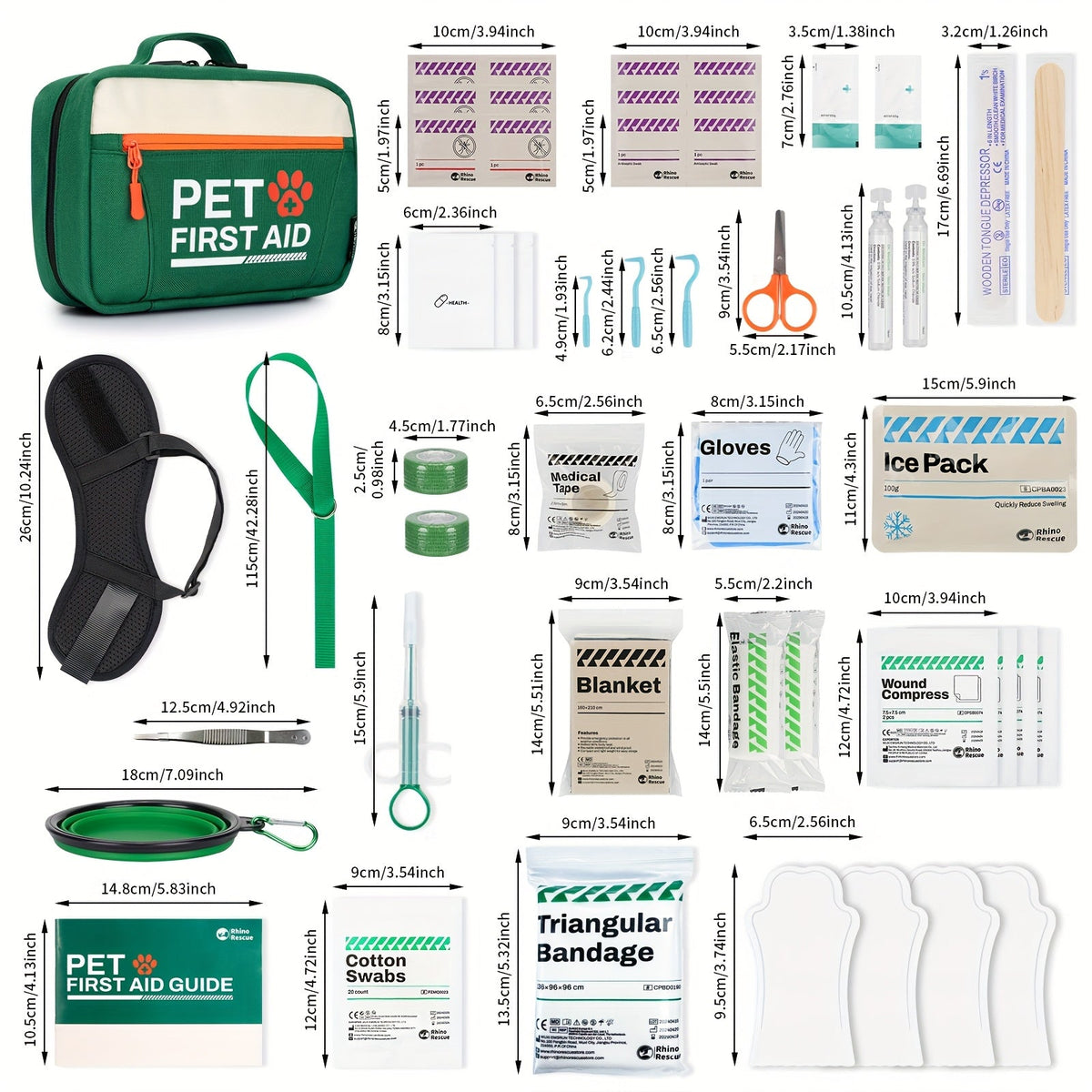 Pet First Aid Kit for Dogs & Cats - Emergency Safety Essentials with Disposable Booties for Home, Hiking, Travel & Camping - FSA/HSA Eligible - Green
