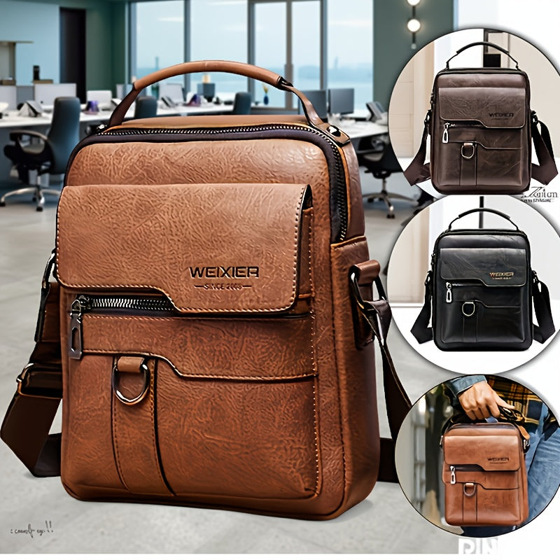 Vintage Shoulder Bag Crossbody Messenger Bag Vertical Business Casual Commuter Versatile for Work Travel Daily Use Black Horizontal Style