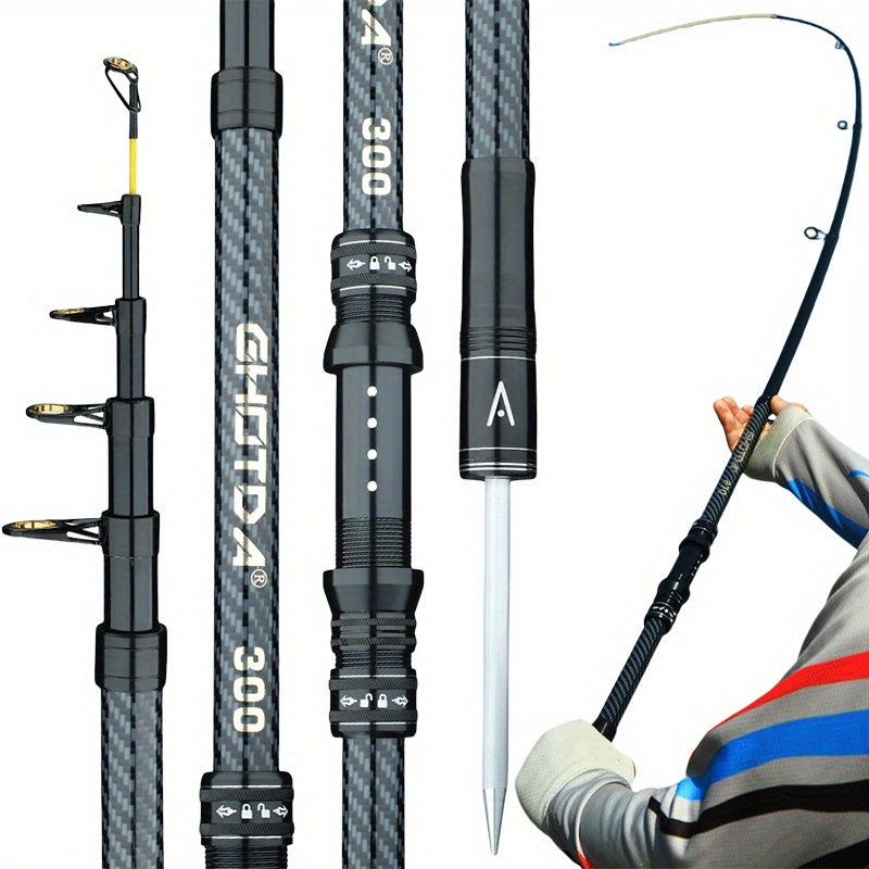 Super Hard Carbon Fiber Surf Casting Fishing Rod – Anti-Slip Grip & Metal Ground Insert for Sea Rock Fishing & Long-Distance Casting in 6.89ft to 11.81ft Lengths