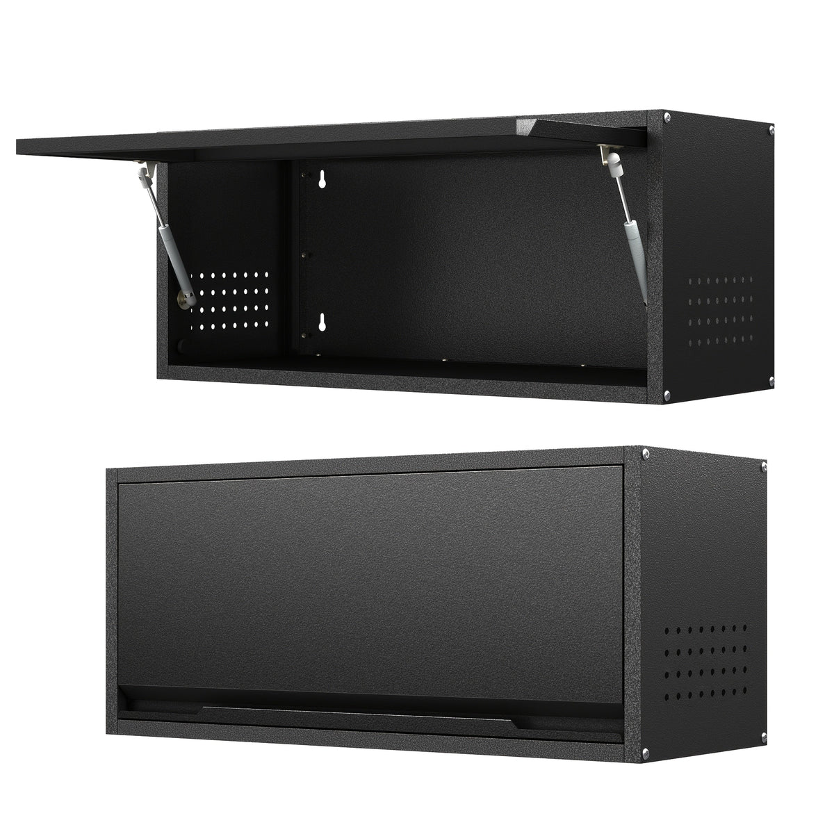 Metal Wall Mount Storage Cabinet 31.5 Inch Wide Up-Flip Door 3.2 Cubic Feet for Garage Kitchen Workshop Contemporary Steel Wall Cabinet Black or Black Gray