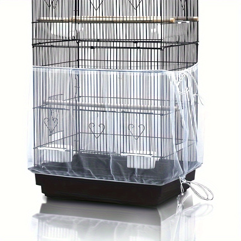 Bird Cage Cover Polyester Mesh Dust-Proof Light-Penetrating with Elastic Rope Fastener for Parrots Budgies Cockatiels Small to Large Cages Black White 31.5in Height