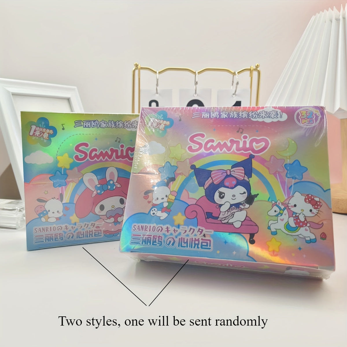 Sanrio Character Collectible Trading Cards - 1 Box 32 Random Packs | Hello Kitty My Melody Kuromi & More, High-Quality Cardstock Fan Gift, Birthday Christmas Present for Girls & Sanrio Fans