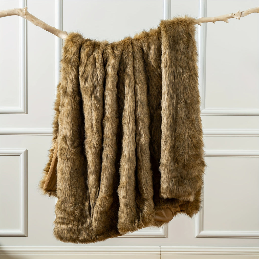 Luxury Shaggy Faux Fur Throw Blanket – Super Soft Fluffy Reversible Plush Velvet Warm Throw for Bed & Sofa in 6 Colors 2 Sizes (50"x60" & 60"x80")