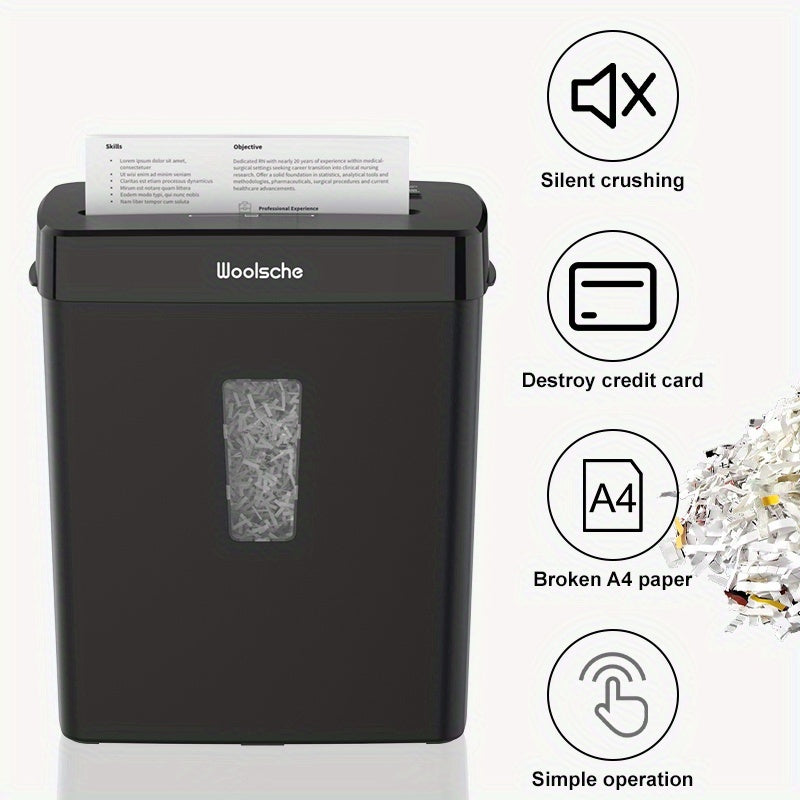 Ultra-Quiet 10-Sheet Paper Shredder - P-4 Cross-Cut Security, 3.43 Gal Bin, Shreds CDs, Staples & Cards - Compact Home Office Shredder - Black