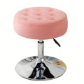 Tufted Velvet Round Swivel Stool 360 Degree Height Adjustable Makeup Vanity Stool Sturdy Metal Frame for Bedroom Bathroom Living Room Apartment Dorm Pink Black 16.5x16.25x20.5 Inch