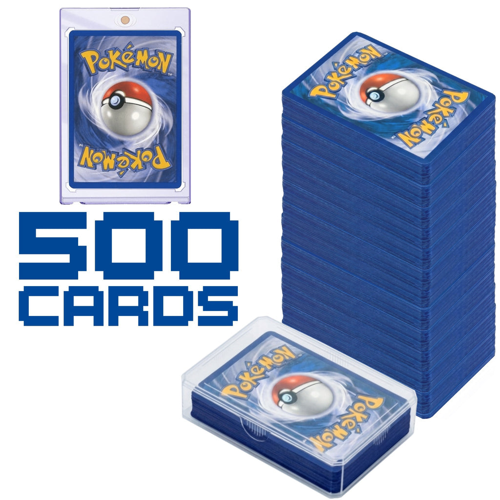 Pokémon 500 Card Mystery Lot - Guaranteed Ultra Rare EX/V/Mega, Holo, Rare, Uncommon & Common Authentic TCG Cards + Deck Box & Magnetic Card Case - Kids & Collectors