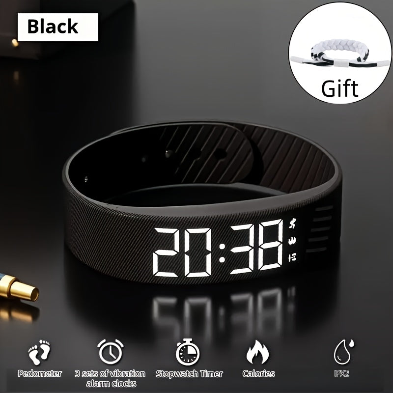 Minimalist Unisex Digital Watch - Alarm, Pedometer, Stopwatch & Luminous Display, Fashionable Sports Wristwatch for Students - Black, White, Pink & Blue