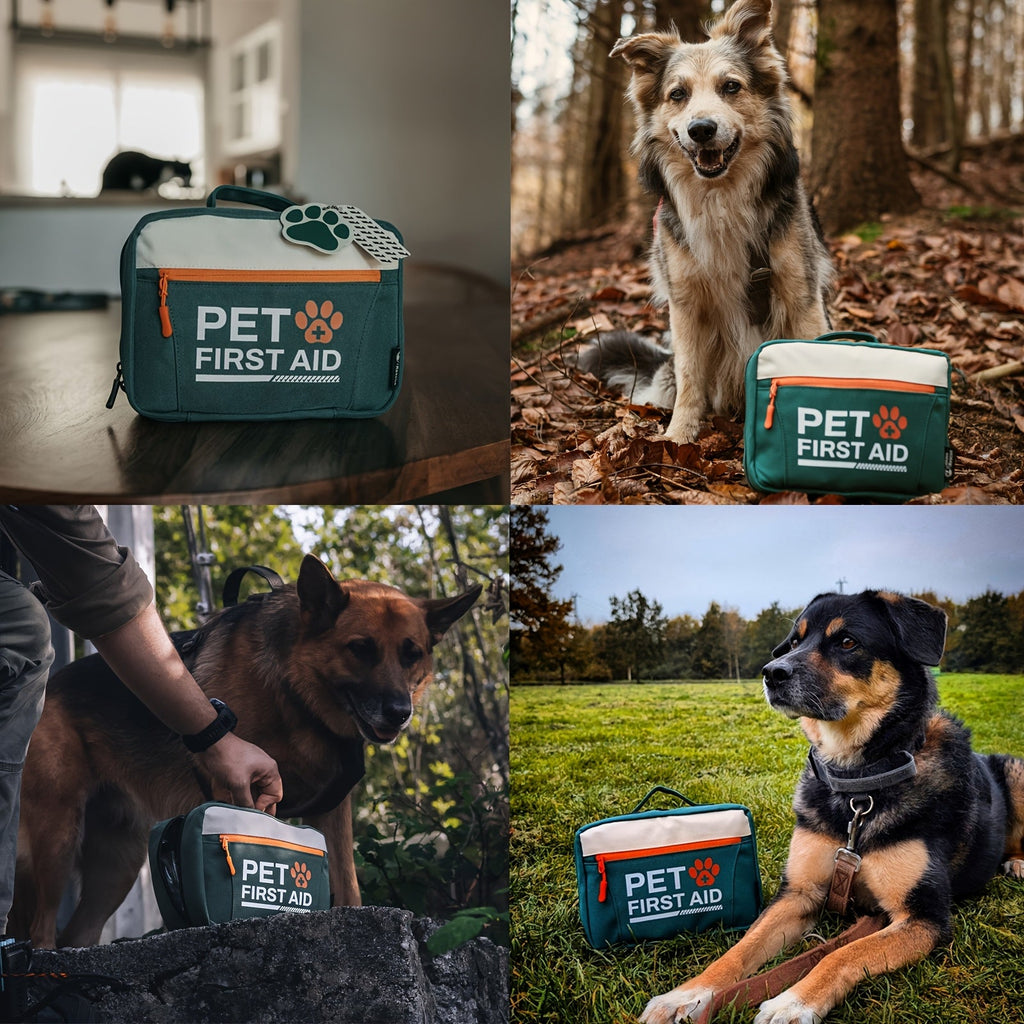 Pet First Aid Kit for Dogs & Cats - Emergency Safety Essentials with Disposable Booties for Home, Hiking, Travel & Camping - FSA/HSA Eligible - Green