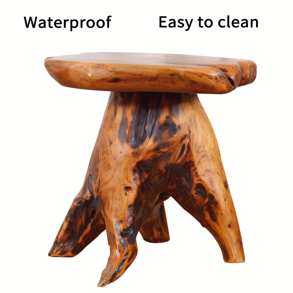 Natural Edge Solid Fir Wood Tree Stump Stool Side Table 280LBS Irregular Organic Design Waterproof for Living Room Bedroom Plant Stand Footstool Indoor Outdoor