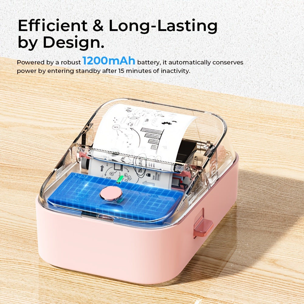 2-Inch Wireless Inkless Label Maker with Tape - Portable Thermal Printer, USB Rechargeable for Home, Kitchen, School & Office Organization - Pink, Black, Green & Violet